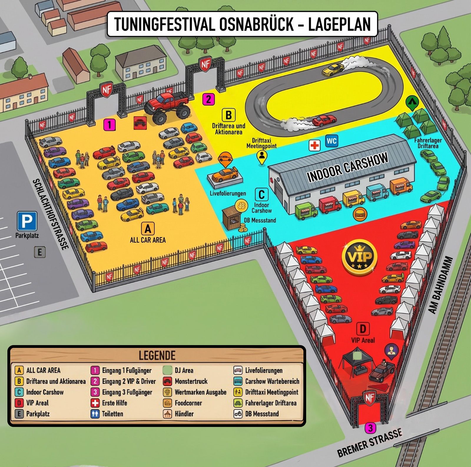 Lageplan Halle Gartlage - Event Bereiche